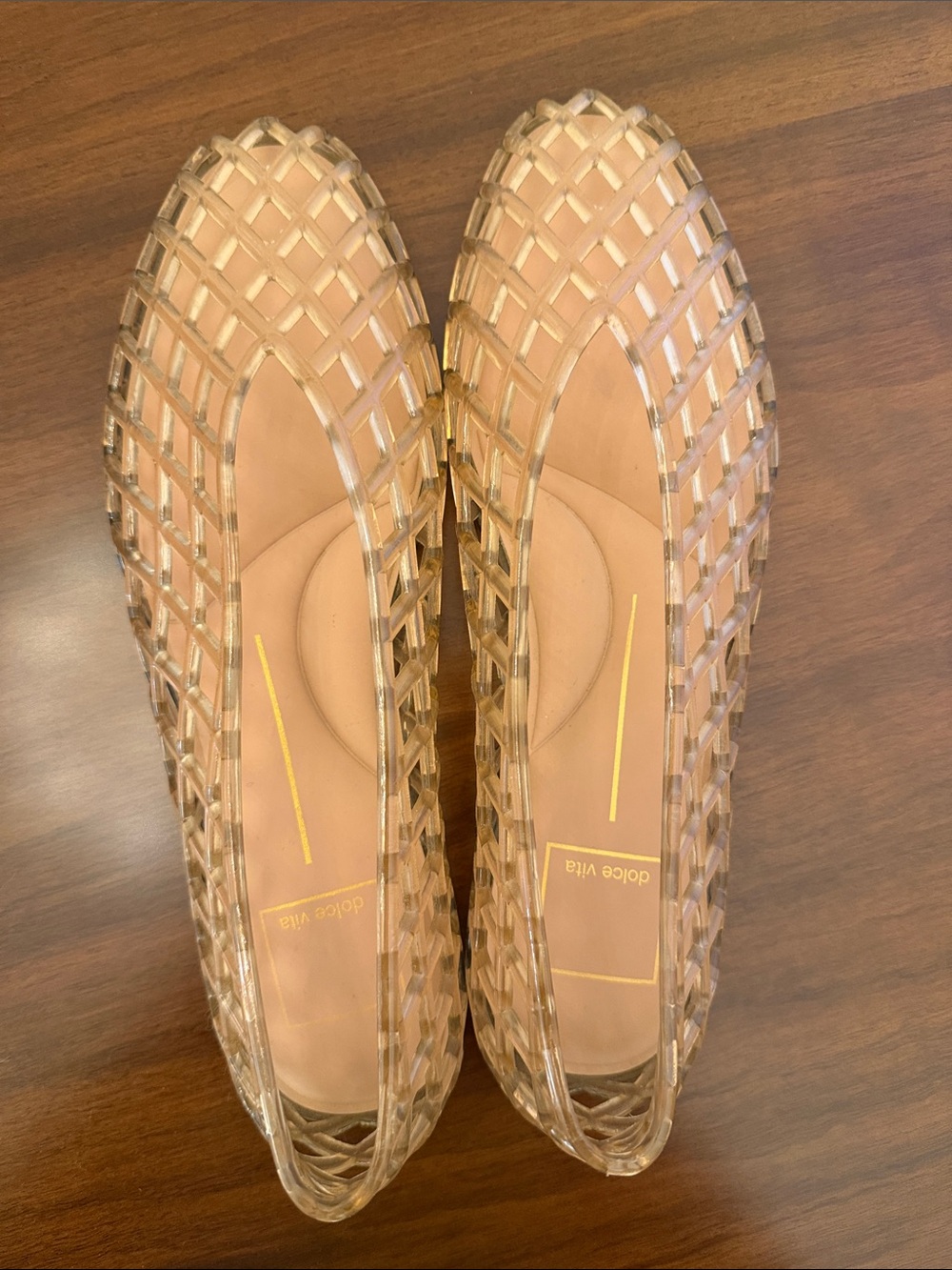 Dolce Vita Clear Woven Ballet Flats with Tan Insole